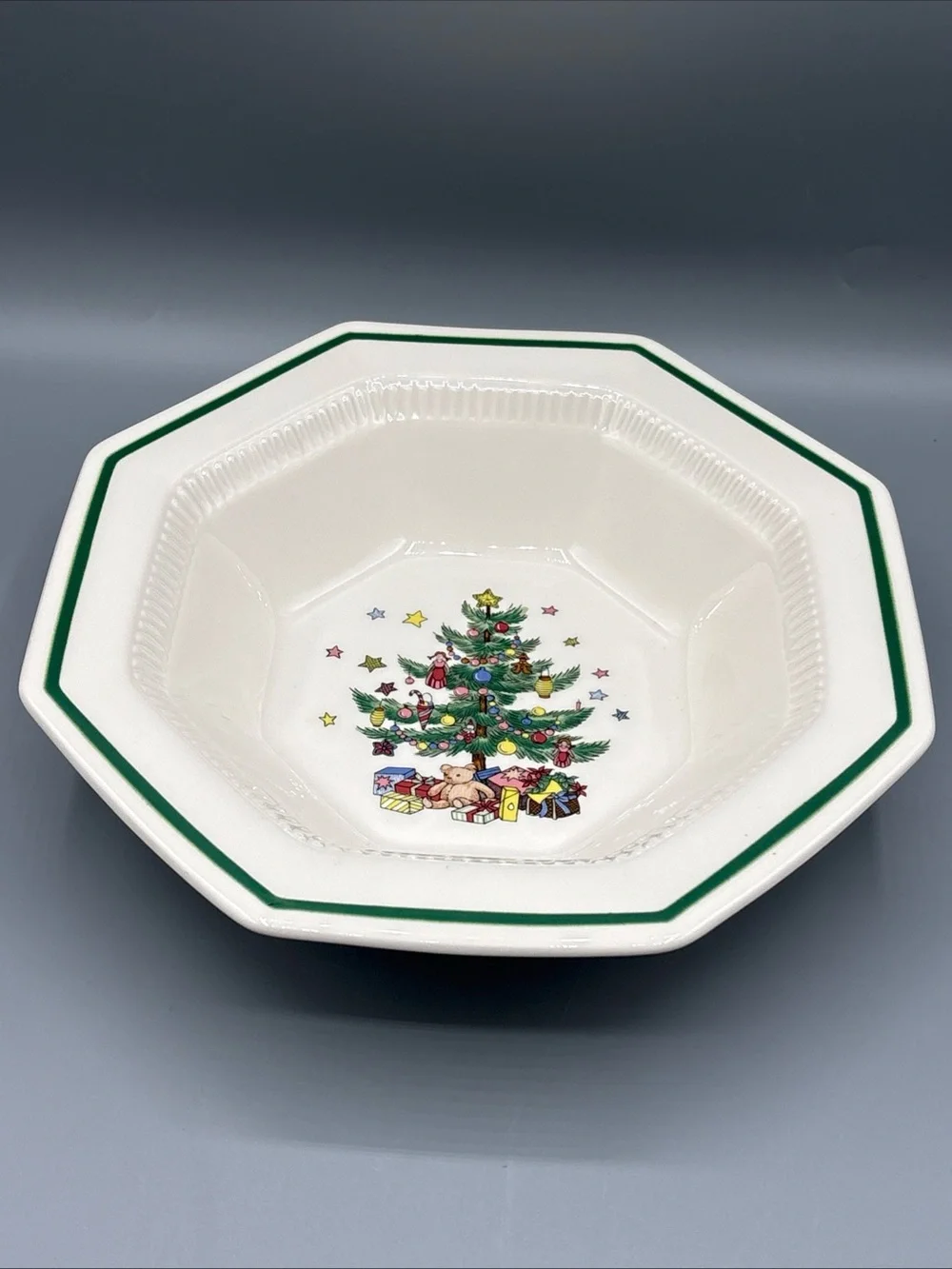 Vintage Nikko CHRISTMASTIME Octagonal Vegetable Serving Bowl EUC No Chips